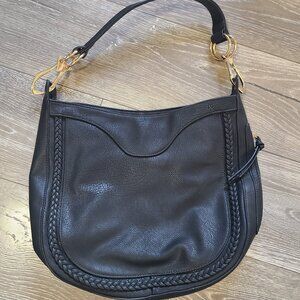 Boutique Black Vegan Leather Shoulder Bag Women's Purse Gold Accents NWOT -SCUFF